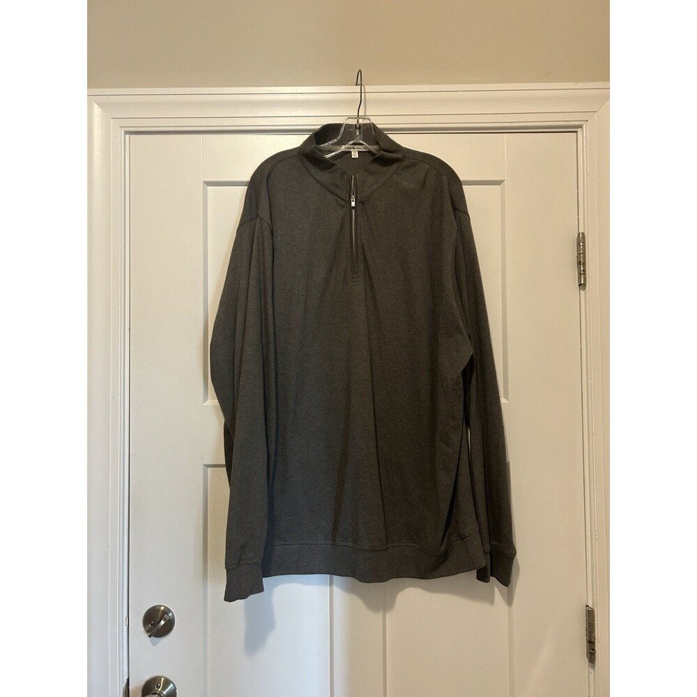 Peter Millar 1/4 Zip Pullover Mens Size  XXL 2X Gray LS Knit Casual Golf Work